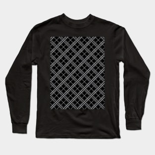 Check Pattern Stripes Shades of Grey and Black Long Sleeve T-Shirt